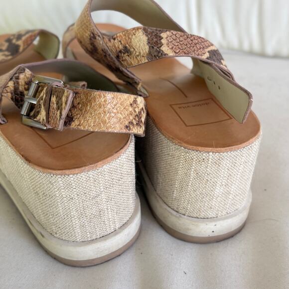 Dolce Vita Idrah Embossed Leather Sandals 8.5 Tan Beige Brown Platform 90s Y2K - Picture 4 of 7
